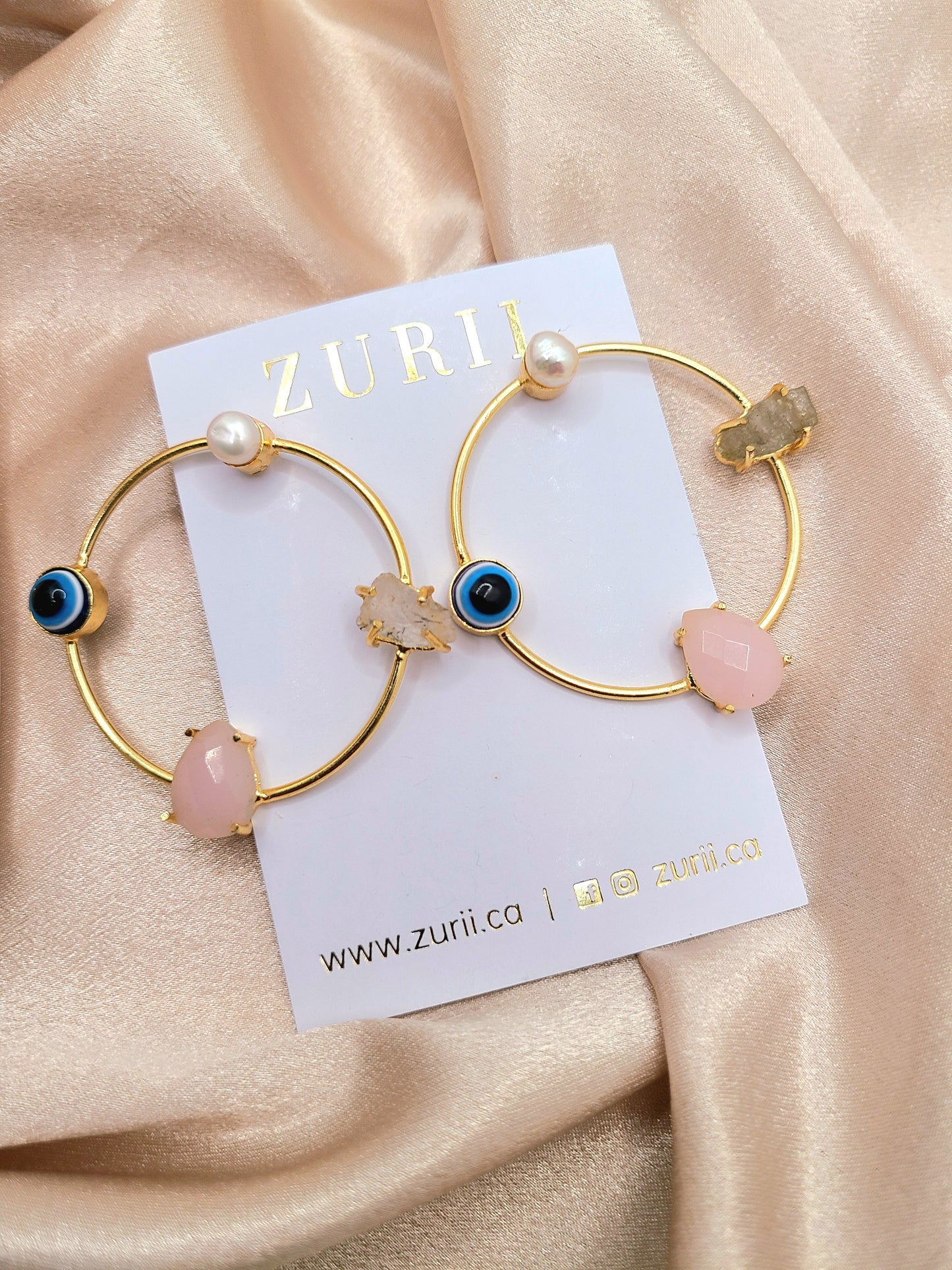 Rachel Earrings Gold- Pink