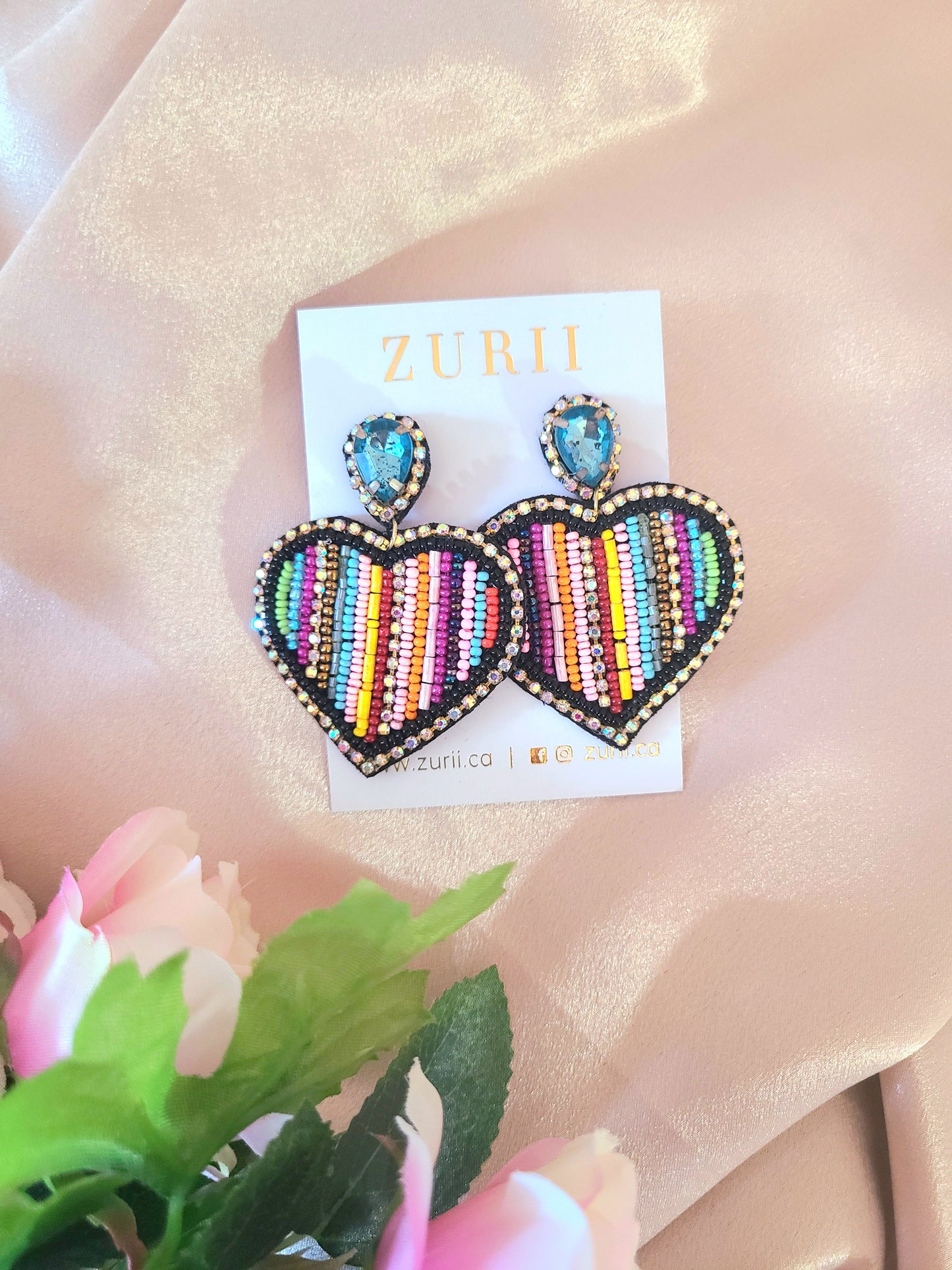 Striped Heart Earrings