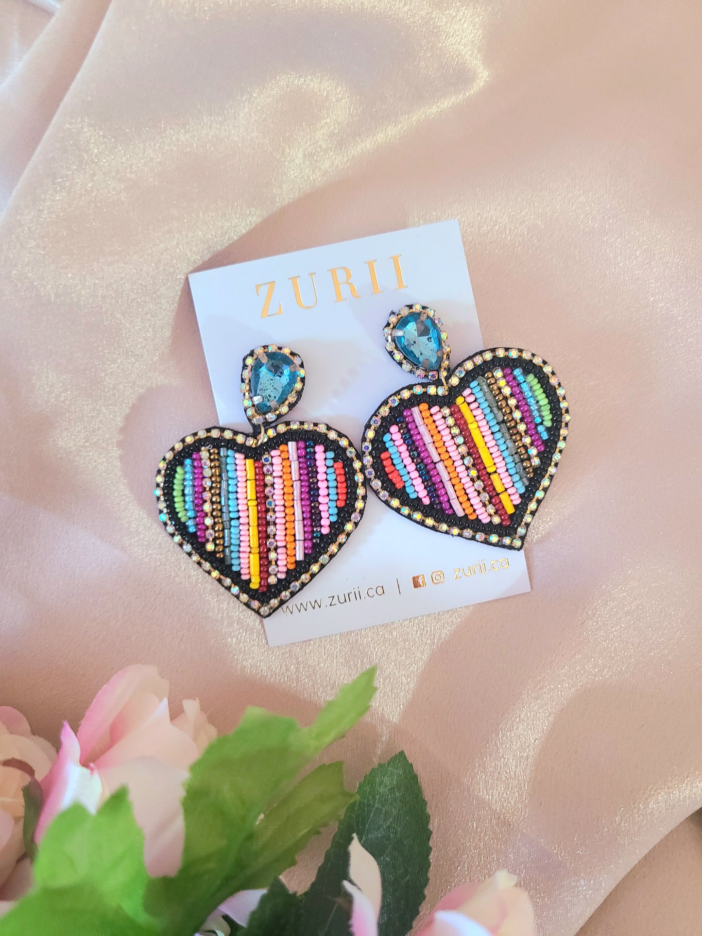 Striped Heart Earrings