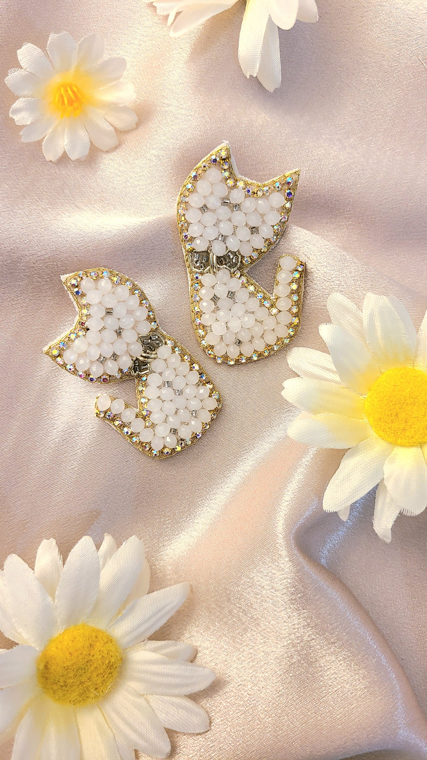 White Cat earrings