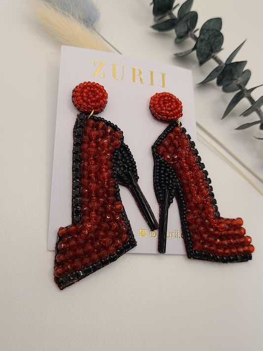 Ruby Stiletto Beaded Earrings