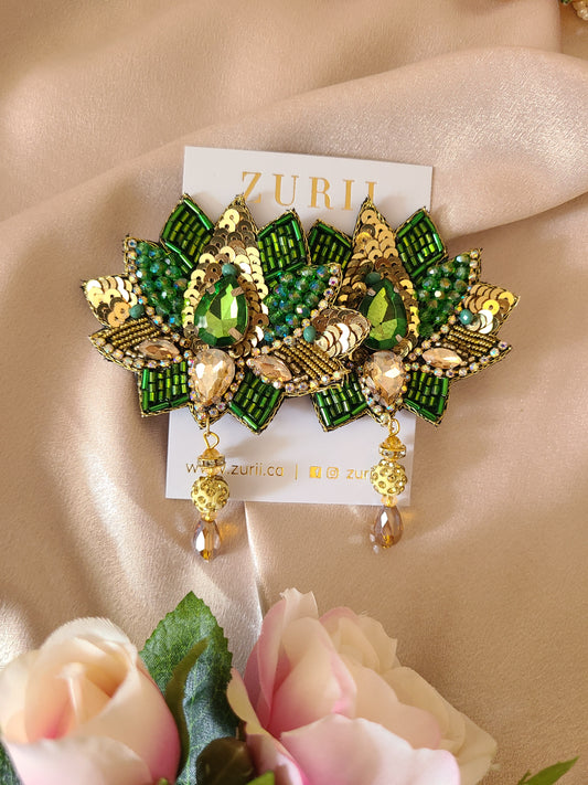 Green Lotus Earrings