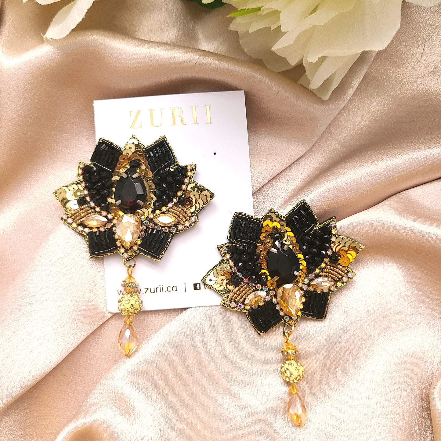 Balck Gold Lotus earrings