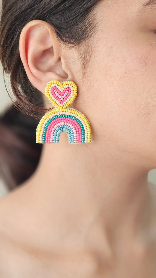 Rainbow heart earrings