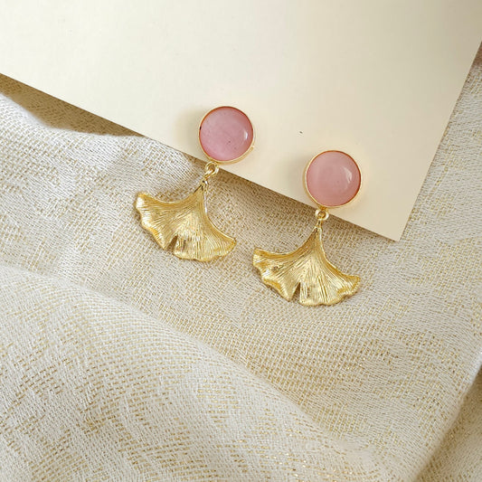 Gingkgo Leaf earrings Pink