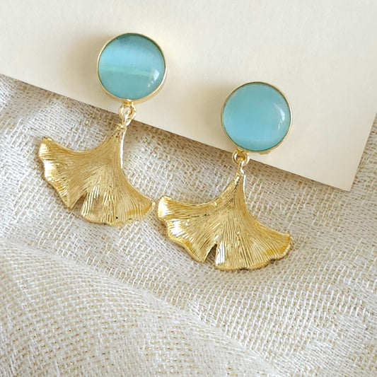 Gingkgo Leaf earrings Blue