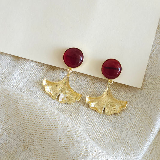 Gingkgo Leaf earrings Burgundy