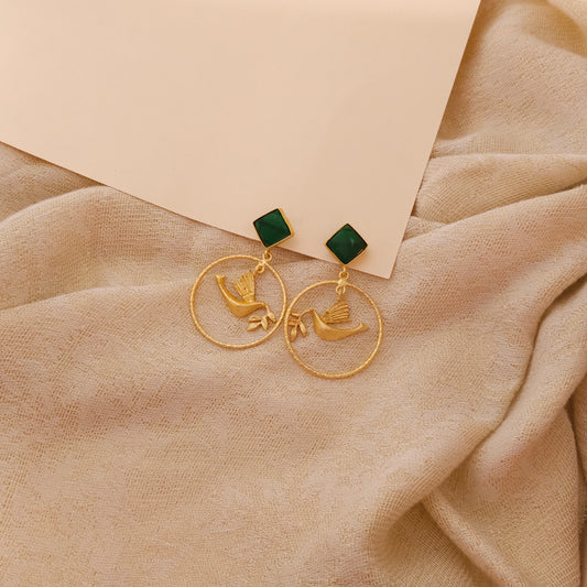 Alina bird earrings- Green