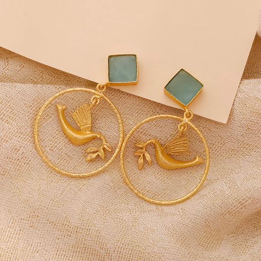 Alina bird earrings- Light blue