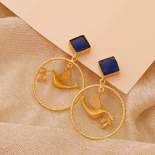 Alina bird earrings- Blue