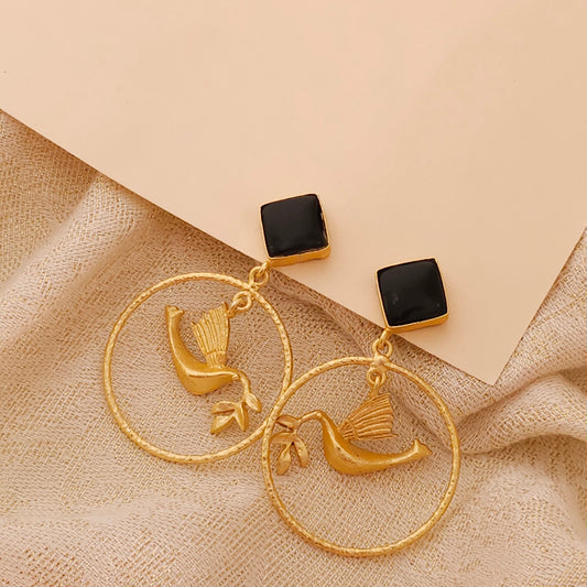 Alina bird earrings- Black