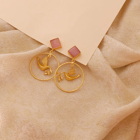 Alina bird earrings- Pink