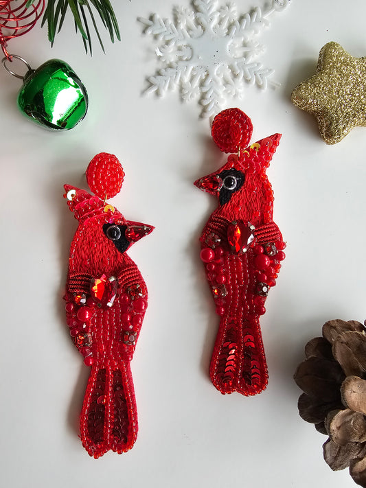 Cardinal bird earrings