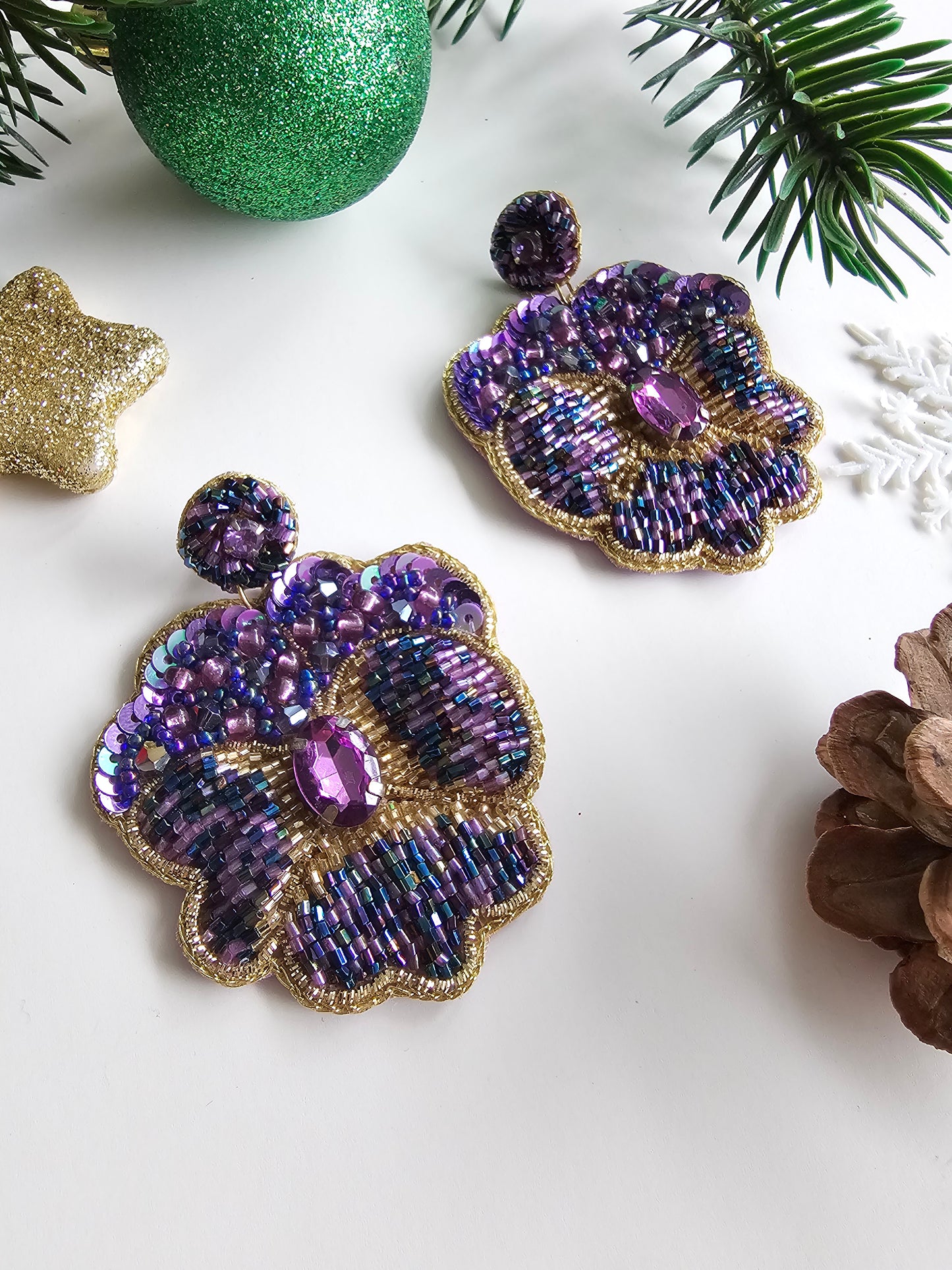 Pansies flower earrings