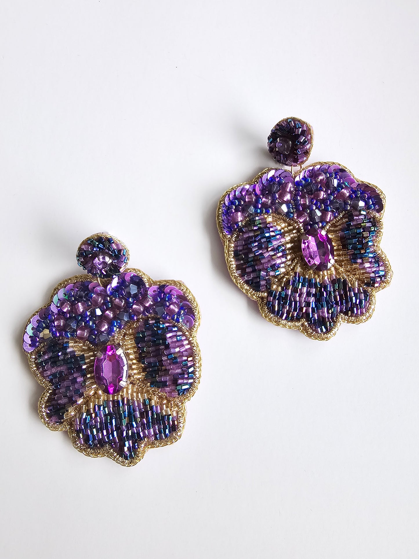 Pansies flower earrings