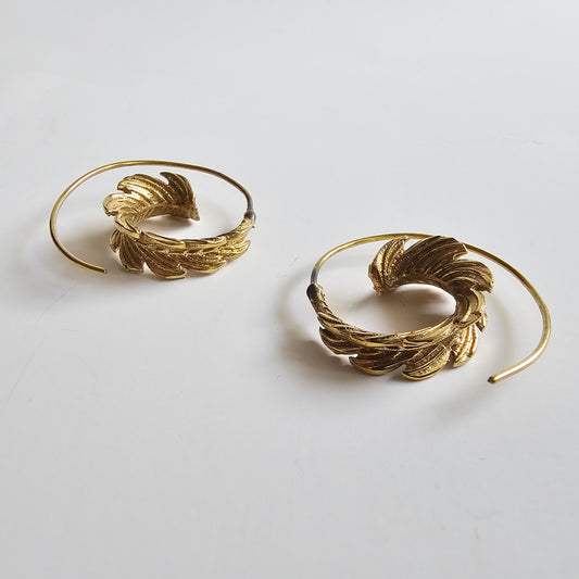 Spiral leaf hook earrings