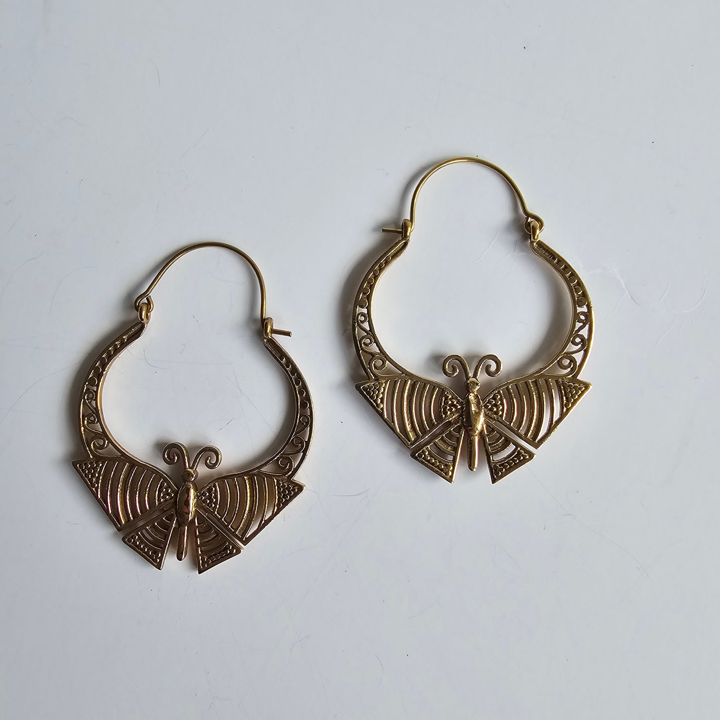 Butterfly brass earrings