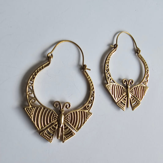 Butterfly brass earrings