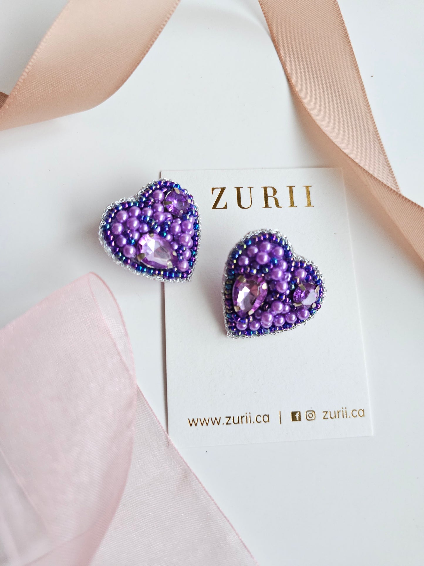 Heart studs- Purple