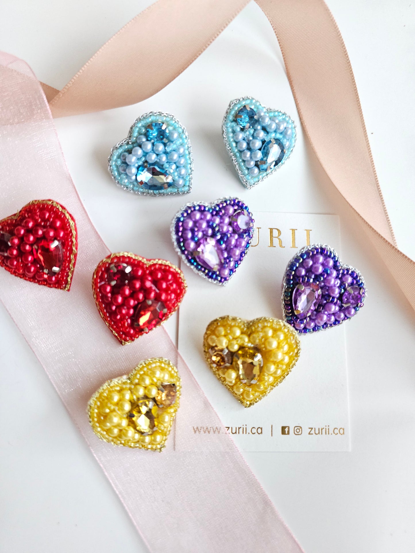 Heart studs- Purple