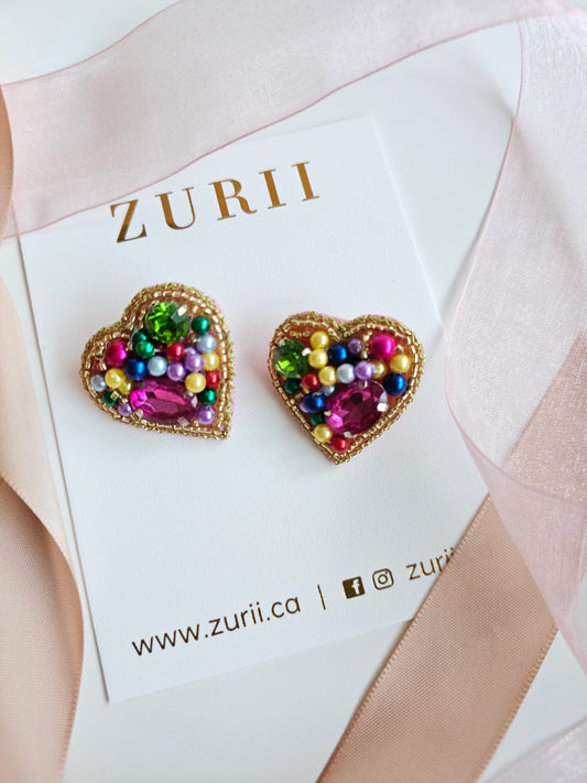 Heart Studs - multicolored