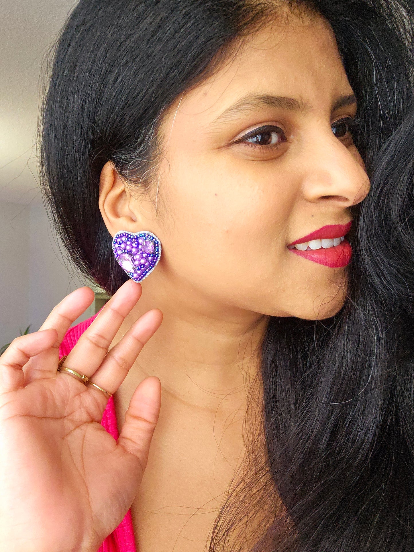 Heart studs- Purple